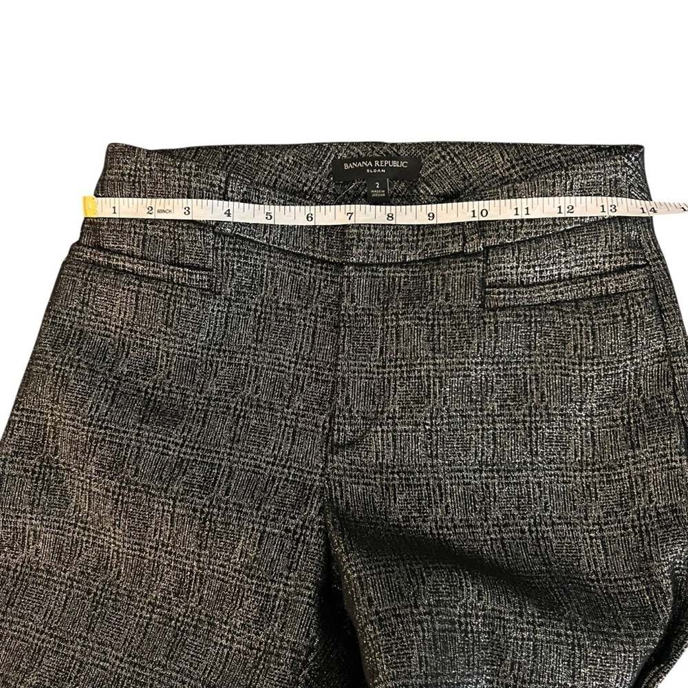 Banana Republic Curvy Sloan Hi-rise Silver Metallic Black Pants women’s size 2 - Picture 6 of 7